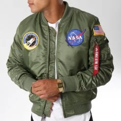 Vente flash ⌛ Bomber MA-1 VF Nasa Vert Kaki de Alpha Industries 👏
