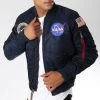 Le moins cher 🔥 Bomber MA-1 VF Nasa Flight Jacket Bleu Marine de Alpha Industries 🔥