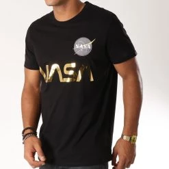 Top 10 🛒 Tee 👚 Shirt Nasa Reflective Noir Doré de Alpha Industries ❤️