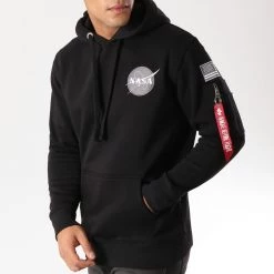 Top 10 ✔️ Sweat Capuche Avec Poche Bomber Nasa Space Shuttle Noir de Alpha Industries 👏