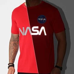 Coupon ⌛ Tee 👕 Shirt NASA Reflective 178501 Rouge Réfléchissant de Alpha Industries 🔔