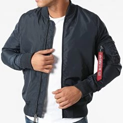 Grosses soldes 😀 Veste Bomber 191103 Bleu Marine de Alpha Industries 😉