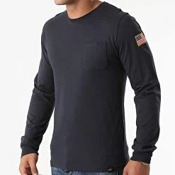 Le moins cher ⭐ Tee 👕 Shirt Manches Longues Poche NASA 176532 Bleu Marine de Alpha Industries ⭐