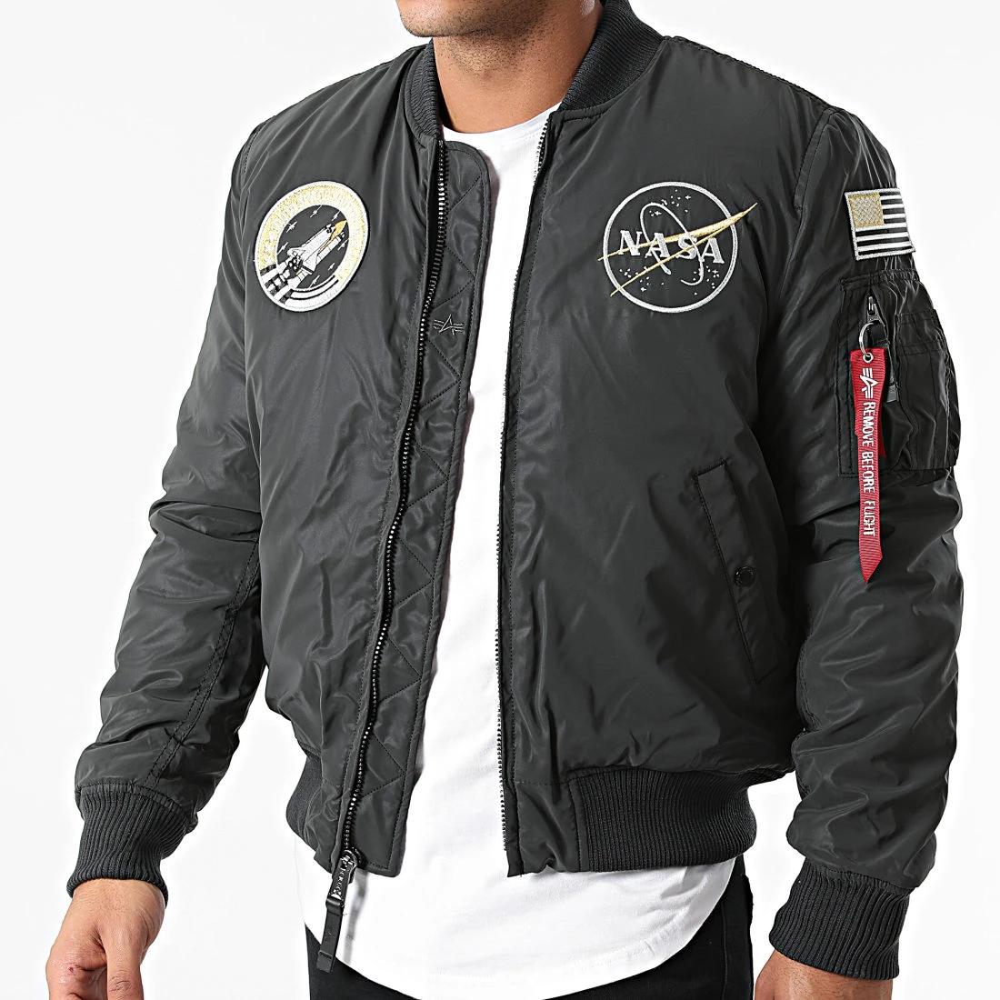 Coupon 😉 Veste Bomber Réfléchissant MA-1 NASA 128112 Gris de Alpha Industries 💯 5 Coupon 😉 Veste Bomber Réfléchissant MA-1 NASA 128112 Gris de Alpha Industries 💯 – Image 3