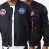 Remise ✨ Veste Bomber Réversible NASA 116101 Bleu Marine de Alpha Industries 🛒