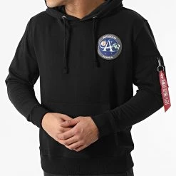 Tout neuf 😍 Sweat Capuche Apollo Mission 106338 Noir de Alpha Industries 🧨