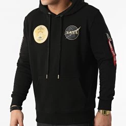 Budget 🧨 Sweat Capuche Voyager 116330 Noir de Alpha Industries 😉