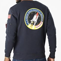 Offres 🔥 Sweat Crewneck Space Shuttle 178307 Bleu Marine de Alpha Industries ✨