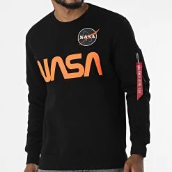 Acheter 🌟 Sweat Crewneck NASA Reflective 178309 Noir de Alpha Industries 🛒
