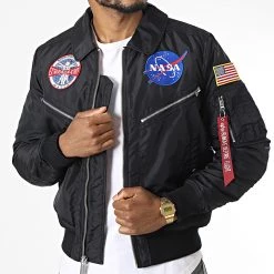 Meilleure vente ⭐ Veste Bomber Nasa Spacewalk 108103 Noir de Alpha Industries 👍