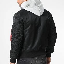 Coupon ⭐ Veste Bomber Capuche MA-1 D-Tec 183110 Noir Gris Chiné de Alpha Industries 👍 -California Jewels Soldes alpha industries 342972 183110 03 20221104T152350 04