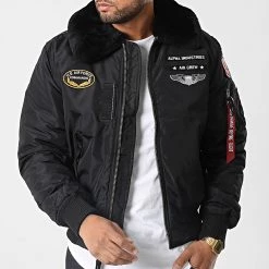 Vente flash 😍 Veste Bomber Col Fourrure Injector III Air Force 198113 Noir de Alpha Industries ❤️ -California Jewels Soldes alpha industries 342974 198113 515 20221104T145617 03