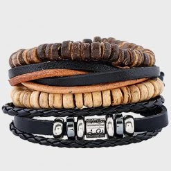 Meilleure affaire 🛒 Lot De 4 Bracelets Mix Noir Marron de California Jewels ✨