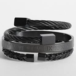 Sortie 🎁 Lot De 3 Bracelets AE121 Noir de California Jewels 🔔