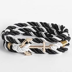 Acheter 😀 Bracelet AE128 Noir Blanc Doré de California Jewels 🔥