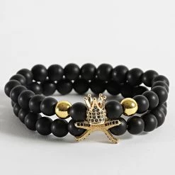 Grosses soldes ⌛ Bracelet Ran 41 Noir Doré de California Jewels 🥰