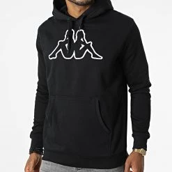 Sortie ❤️ Sweat Capuche Logo Airiti 3032BY0 Noir de Kappa 🎉