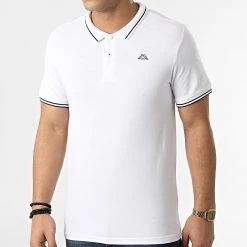 Offres 😍 Polo A Manches Courtes Logo Ezio 351683W Blanc de Kappa ✔️