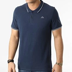 Bon marché ✔️ Polo A Manches Courtes Logo Ezio 351683W Bleu Marine de Kappa 🛒