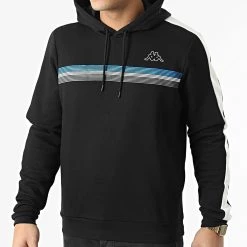 Le moins cher ⌛ Sweat Capuche A Bandes Logo Imagin 371238W Noir de Kappa 👏