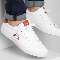 Remise 🔥 Baskets Logo Kazao 34146YW White Red Brick de Kappa 😍