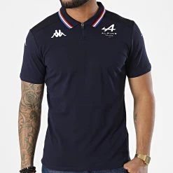 Bon marché 😀 Polo Manches Courtes Col Zippé Alpine F1 381D2FW Bleu Marine de Kappa 🛒 -California Jewels Soldes kappa 311361 381D2FW A03 20220331T151240 03