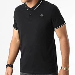 Tout neuf 🧨 Polo Manches Courtes Logo Ezio 351683W Noir de Kappa 🔔