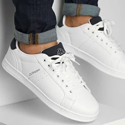 Vente flash 🎁 Baskets Logo Amber 3 381J1HW White Blue Marine de Kappa 🌟