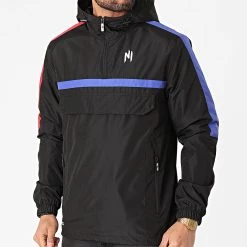 Remise 🛒 Veste Col Zippé Capuche Tricolore Solo Doha Noir Bleu Rouge de NI by Ninho 🤩