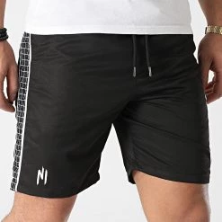 Remise 👍 Short Jogging A Bandes 037 Noir de NI by Ninho 🌟