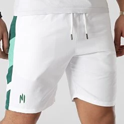 De gros 🥰 Short Jogging A Bandes 034 Blanc Vert de NI by Ninho 🤩