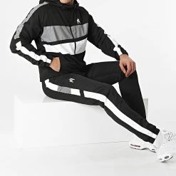 De gros 😍 Ensemble De Survetement A Bandes Réfléchissant Magnum Noir Gris Blanc de NI by Ninho 🎁