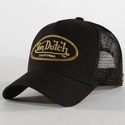 Grosses soldes 🥰 Casquette Trucker LBO Noir Doré de Von Dutch ❤️