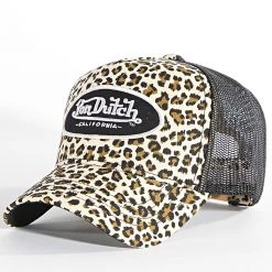 Nouveau 🔔 Casquette Trucker Leopard Beige Noir de Von Dutch 👍