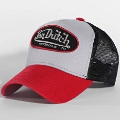Grosses soldes 🎁 Casquette Trucker Boston Gris Rouge de Von Dutch 🔥